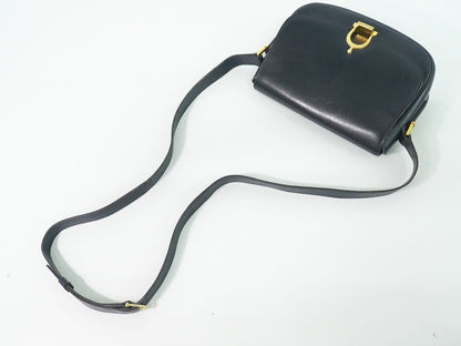Celine Horse Shoe Shoulder Bag Pochette Leather Navy — view 4