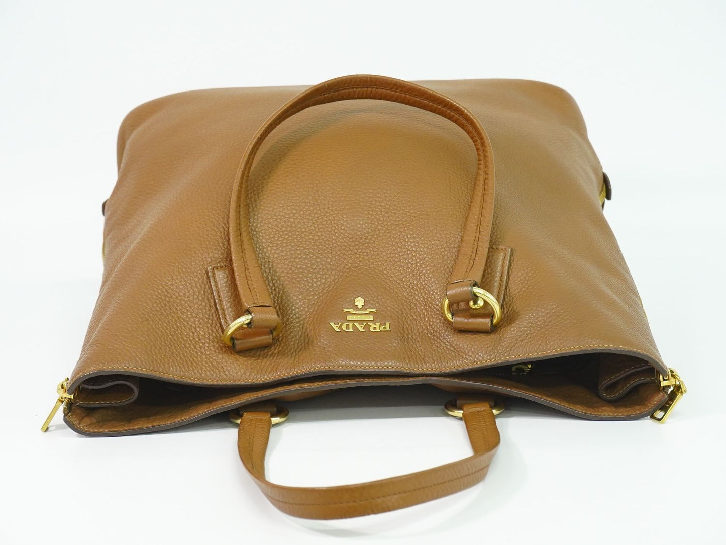 Prada Leather Shoulder Bag Tote Brown — view 5