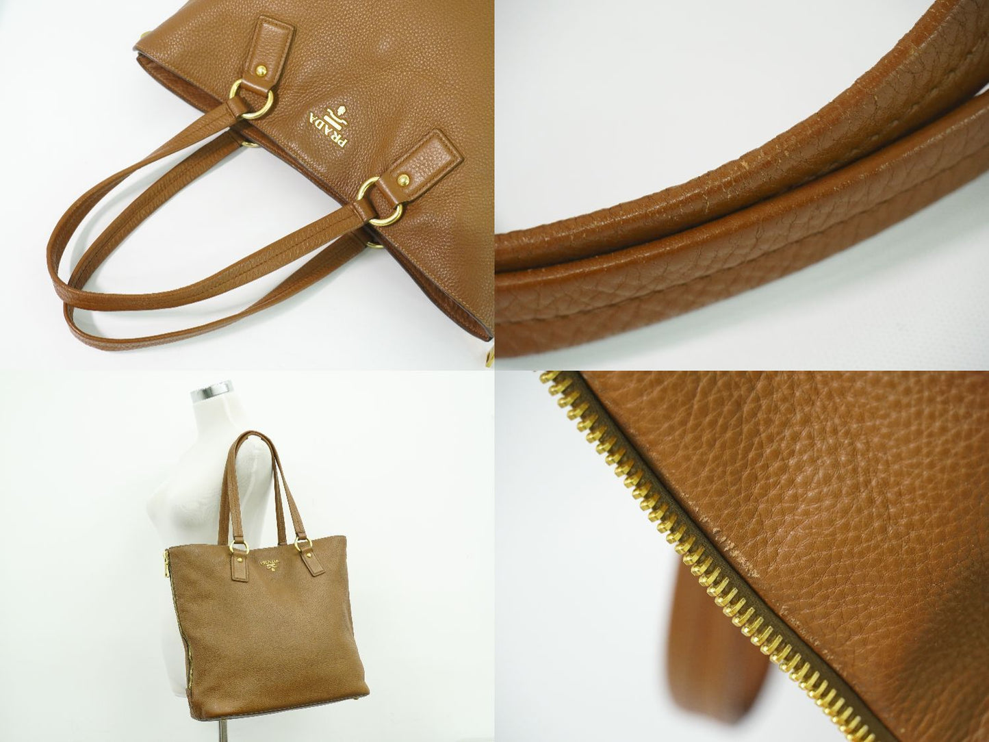 Prada Leather Shoulder Bag Tote Brown — view 6