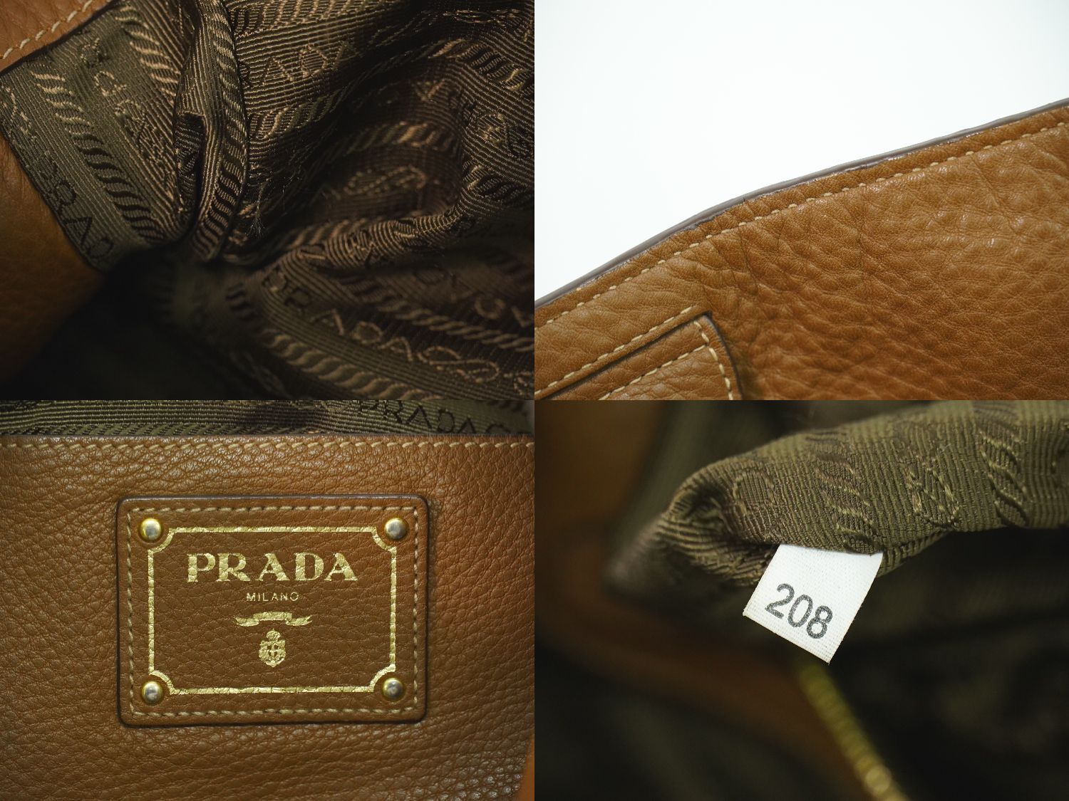 Prada Leather Shoulder Bag Tote Brown — view 9