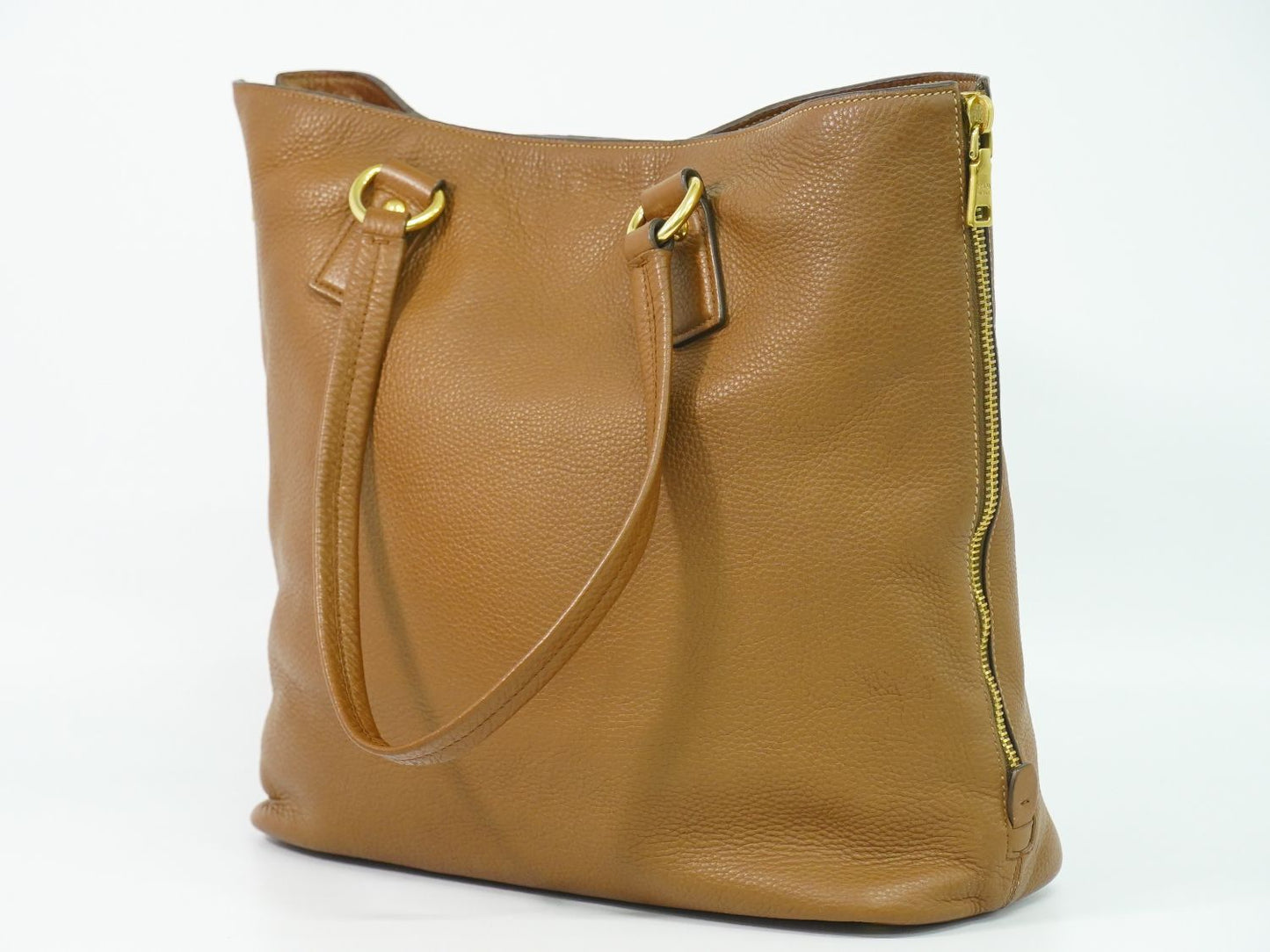 Prada Leather Shoulder Bag Tote Brown — view 2