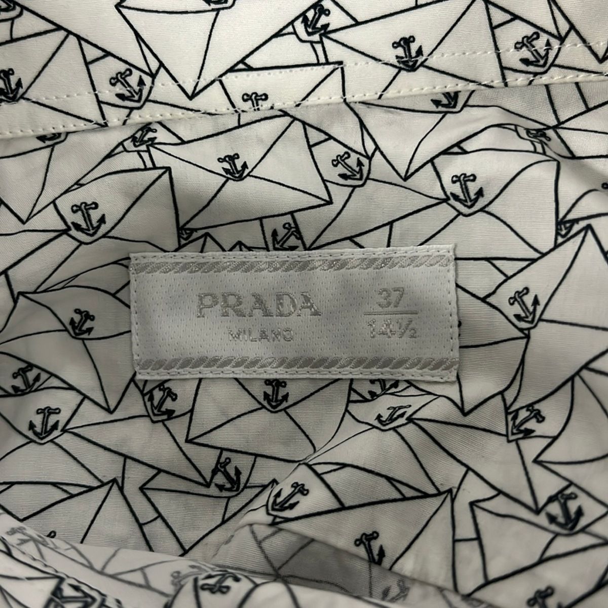 Prada Long Sleeve Shirt Blouse White Black — view 3