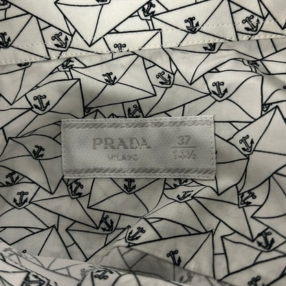 Prada Long Sleeve Shirt Blouse White Black — view 3