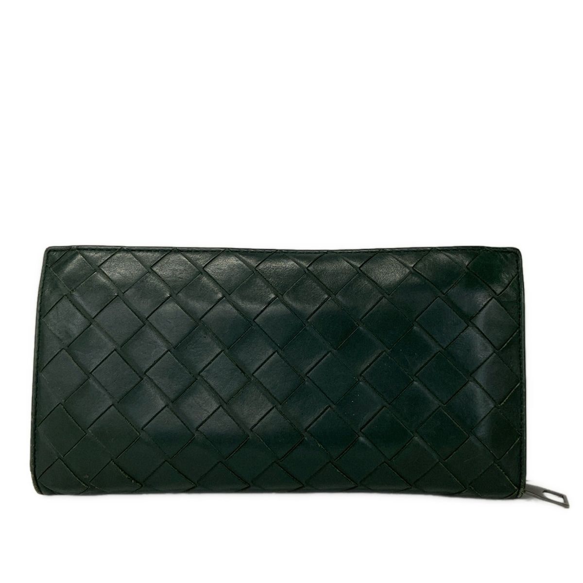 Bottega Veneta Wallet Zip Around Intrecciato Dark Green Leather — view 2