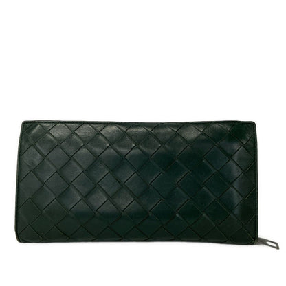 Bottega Veneta Wallet Zip Around Intrecciato Dark Green Leather — view 2