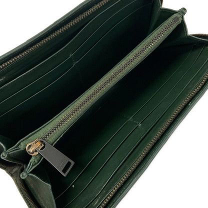 Bottega Veneta Wallet Zip Around Intrecciato Dark Green Leather — view 3