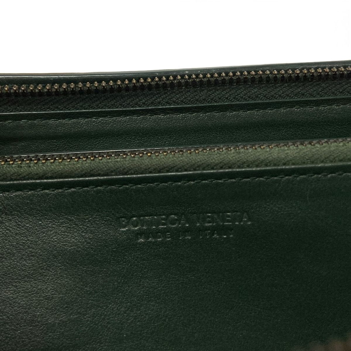 Bottega Veneta Wallet Zip Around Intrecciato Dark Green Leather — view 5