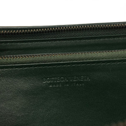 Bottega Veneta Wallet Zip Around Intrecciato Dark Green Leather — view 5