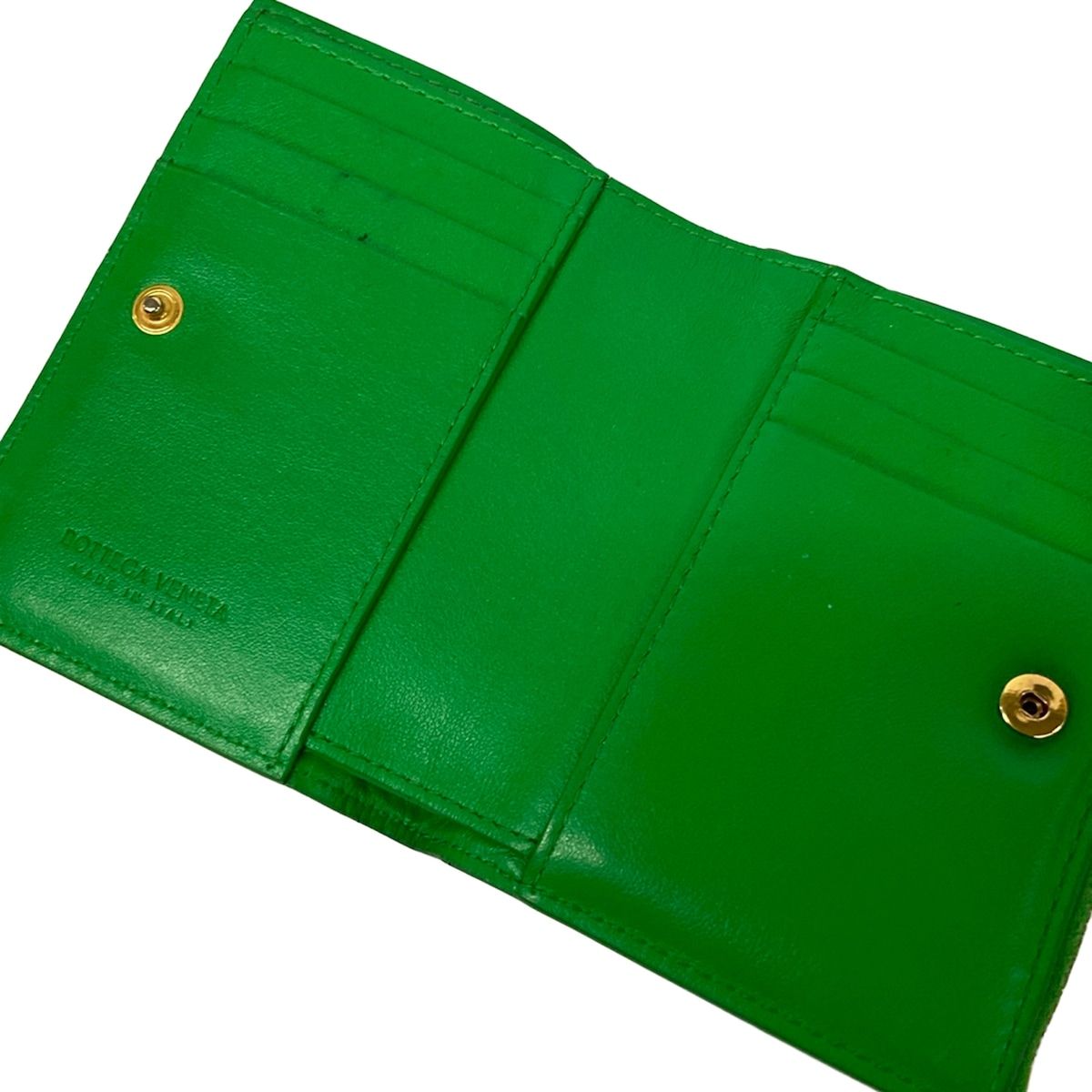 Bottega Veneta Bifold Wallet Intrecciato Green Leather — view 3
