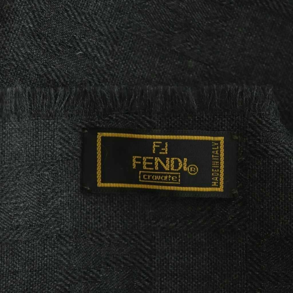 Fendi Shawl Fringe Charcoal Gray Scarf — view 5