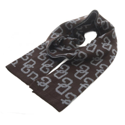 Dolce & Gabbana Scarf Wool Logo Allover Pattern Brown