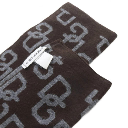 Dolce & Gabbana Scarf Wool Logo Allover Pattern Brown — view 3