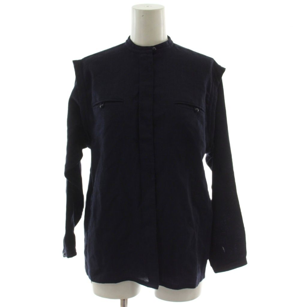Dior Shirt Blouse S Navy Long Sleeve High Neck GG
