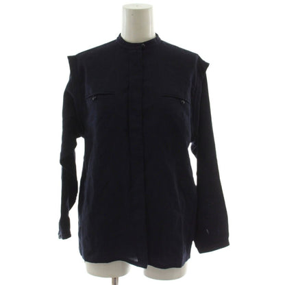 Dior Shirt Blouse S Navy Long Sleeve High Neck GG