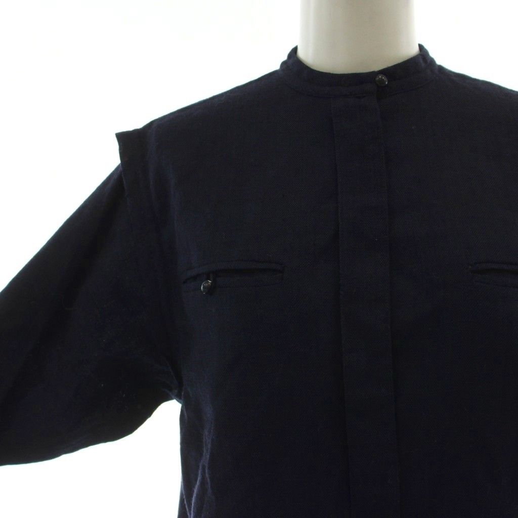 Dior Shirt Blouse S Navy Long Sleeve High Neck GG — view 4