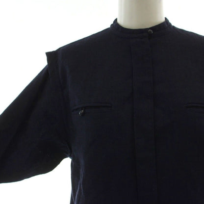 Dior Shirt Blouse S Navy Long Sleeve High Neck GG — view 4