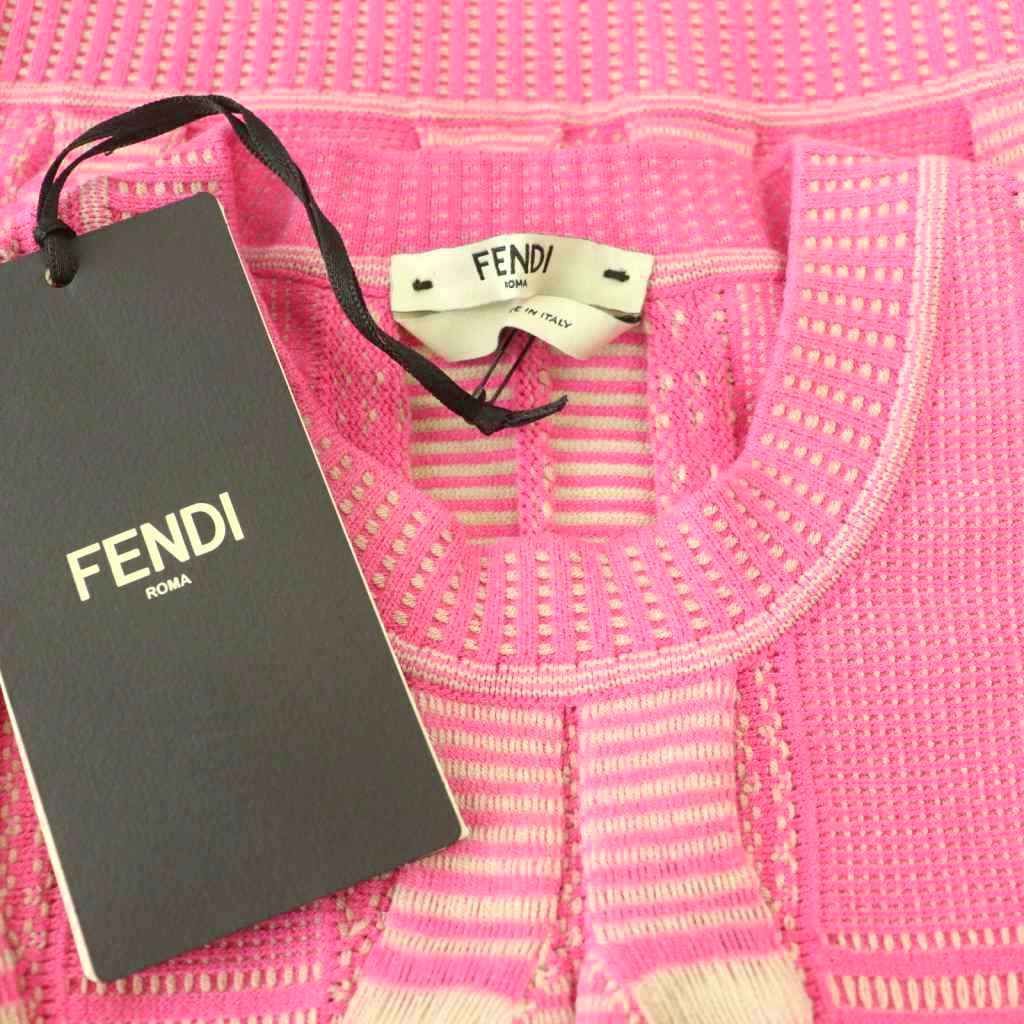 Fendi Knit Cropped Jacquard 38 Pink SY Sweater — view 5