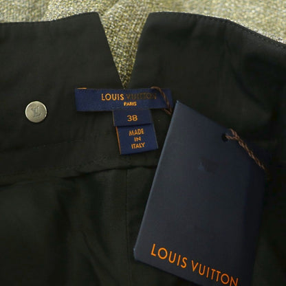 Louis Vuitton Cropped Pants Lame Side Line 38 Silver Color Black SY — view 6