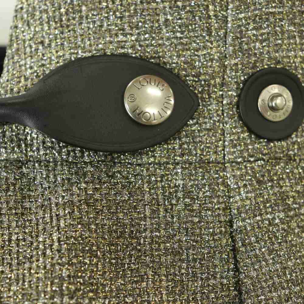 Louis Vuitton Cropped Pants Lame Side Line 38 Silver Color Black SY — view 5