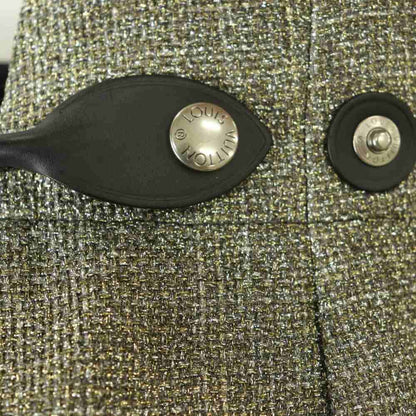 Louis Vuitton Cropped Pants Lame Side Line 38 Silver Color Black SY — view 5
