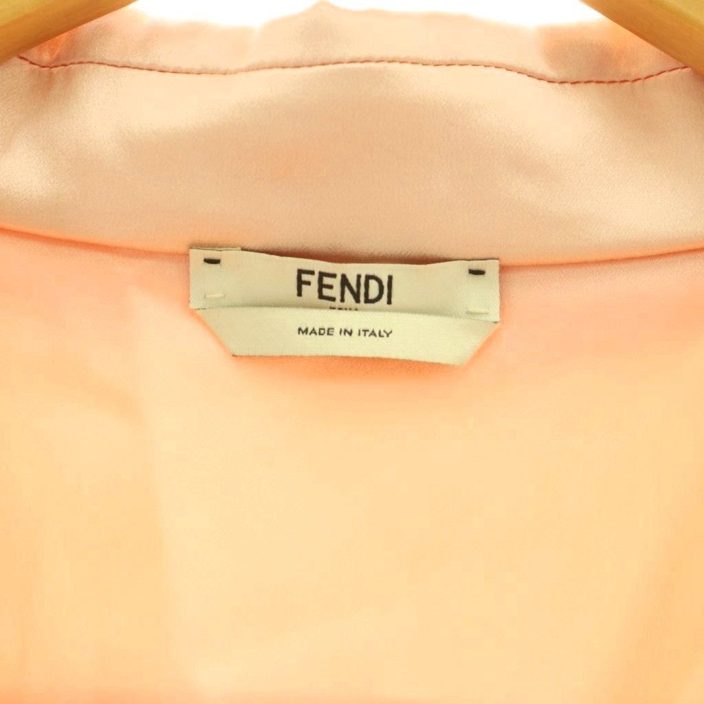 Fendi Blouse Half Sleeve Silk Open Collar 36 Beige SY — view 5