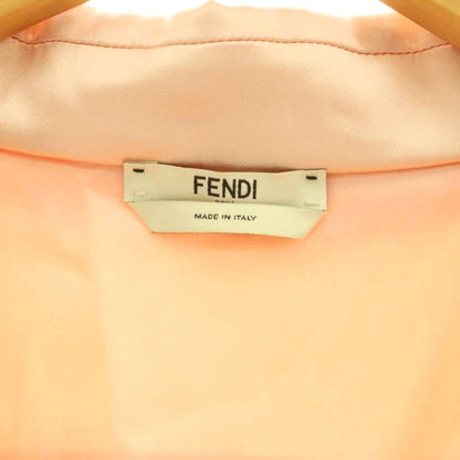 Fendi Blouse Half Sleeve Silk Open Collar 36 Beige SY — view 5