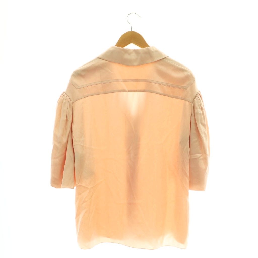 Fendi Blouse Half Sleeve Silk Open Collar 36 Beige SY — view 2