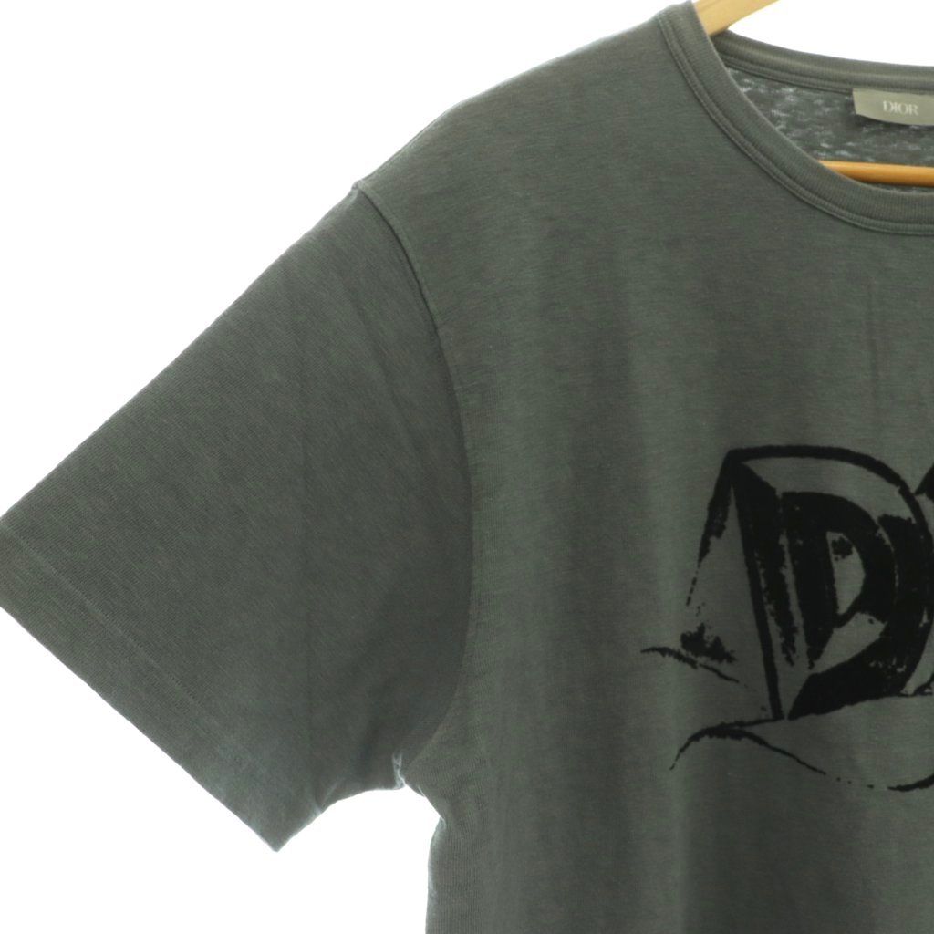 Dior Homme Slab Cotton Jersey T-Shirt Logo Short Sleeve XL Gray SY — view 3