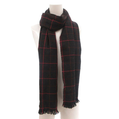 Gucci Scarf Shawl Wool Plaid Fringe Black Pink — view 4