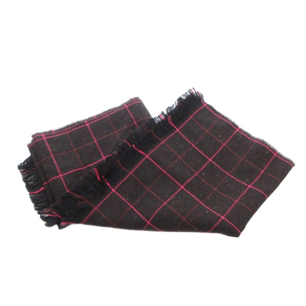 Gucci Scarf Shawl Wool Plaid Fringe Black Pink — view 3