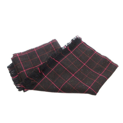 Gucci Scarf Shawl Wool Plaid Fringe Black Pink — view 3