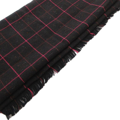 Gucci Scarf Shawl Wool Plaid Fringe Black Pink — view 5