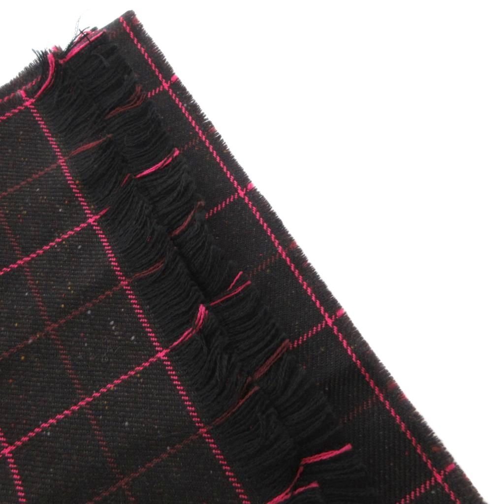 Gucci Scarf Shawl Wool Plaid Fringe Black Pink — view 6