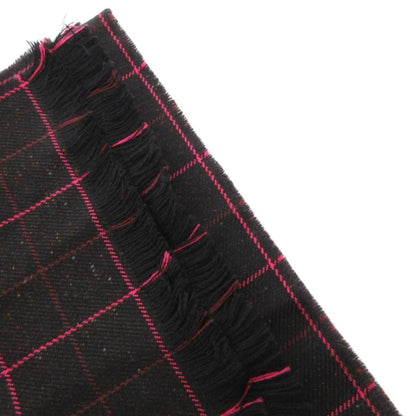 Gucci Scarf Shawl Wool Plaid Fringe Black Pink — view 6