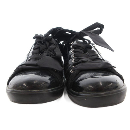 Prada Sport Sneakers Shoes Low Cut Enamel Lace Up Logo 37.5 Black — view 4