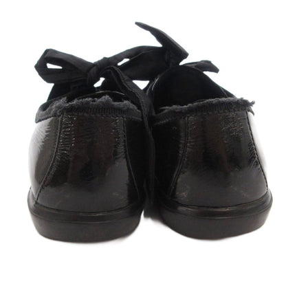Prada Sport Sneakers Shoes Low Cut Enamel Lace Up Logo 37.5 Black — view 5