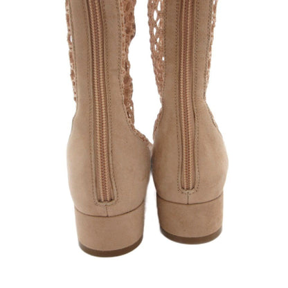 Dior Long Boots Mesh Lace Up Suede 35 Pink Beige NE — view 5