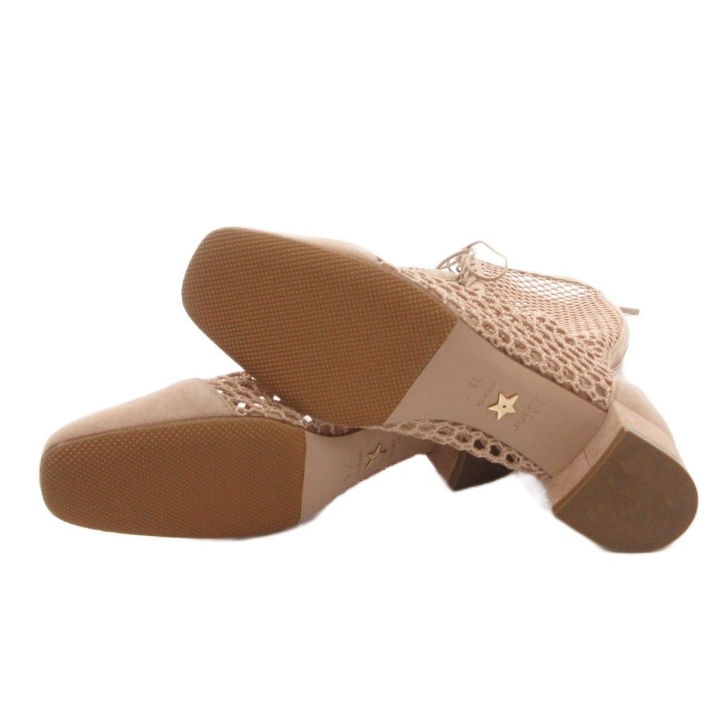 Dior Long Boots Mesh Lace Up Suede 35 Pink Beige NE — view 6