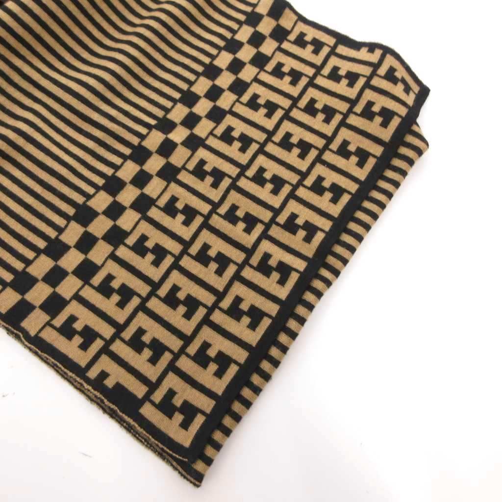 Fendi Shawl Scarf Zucca Pattern Bicolor Beige Black — view 6