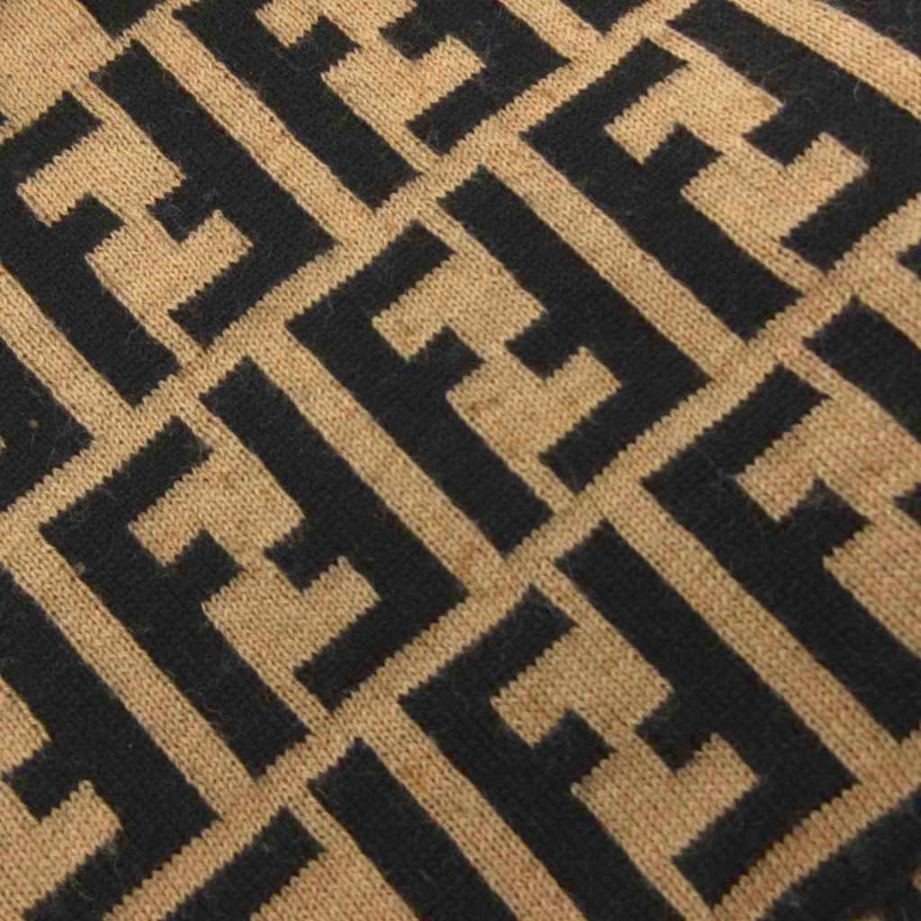 Fendi Shawl Scarf Zucca Pattern Bicolor Beige Black — view 7