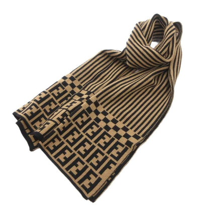 Fendi Shawl Scarf Zucca Pattern Bicolor Beige Black