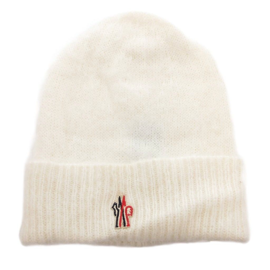 Moncler Grenoble Knit Cap Logo Patch Embroidery White Hat