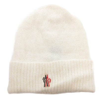 Moncler Grenoble Knit Cap Logo Patch Embroidery White Hat