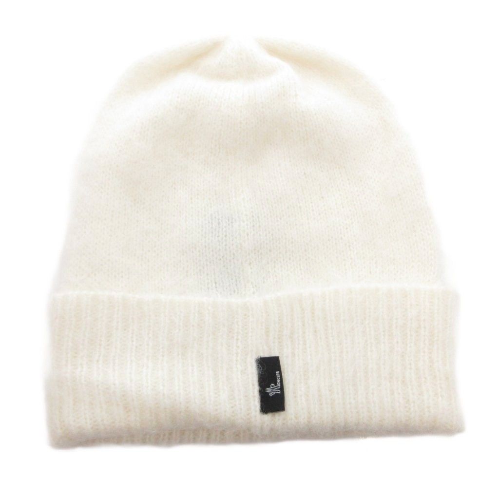 Moncler Grenoble Knit Cap Logo Patch Embroidery White Hat — view 2