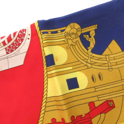 Hermes Proues Scarf Carre 90 Logo All Over Pattern Silk Navy — view 7