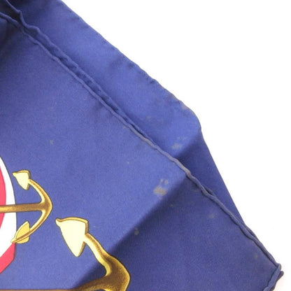 Hermes Proues Scarf Carre 90 Logo All Over Pattern Silk Navy — view 9