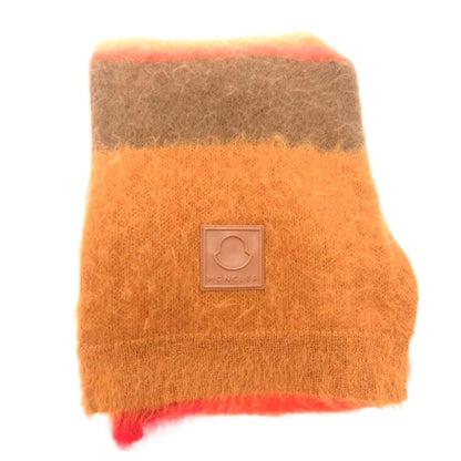 Moncler Sciarpa Scarf Shawl Border Pattern Mohair Wool Logo Multicolor — view 2