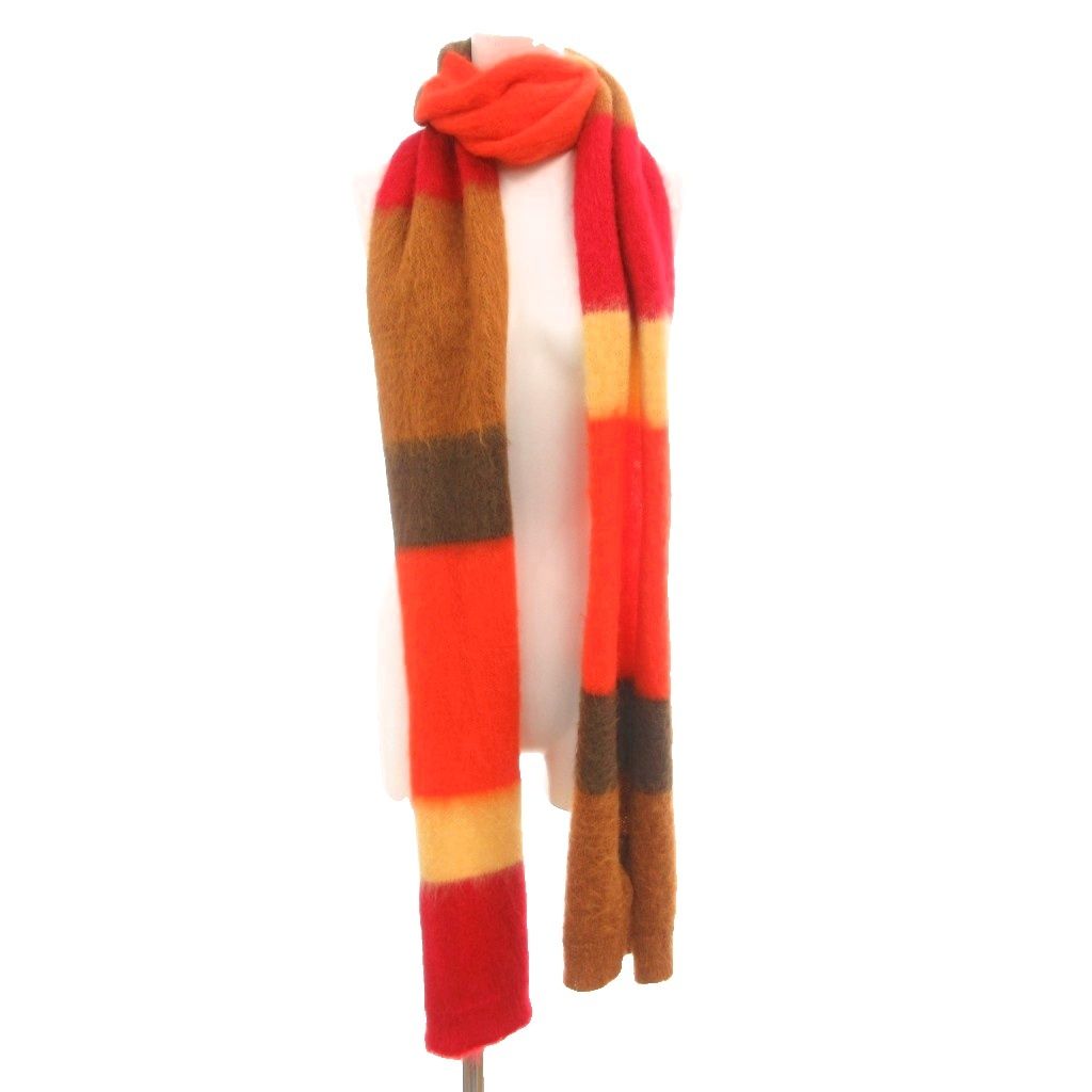 Moncler Sciarpa Scarf Shawl Border Pattern Mohair Wool Logo Multicolor — view 4