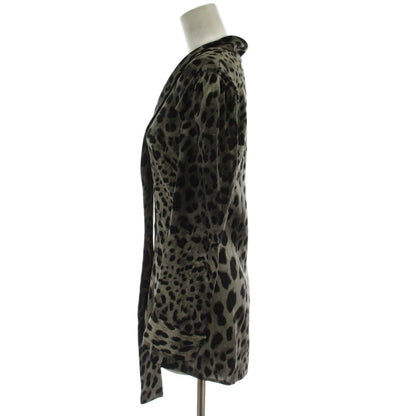 Dolce & Gabbana Shirt Blouse 40 Gray Black Long Sleeve Animal Pattern Bowtie — view 2