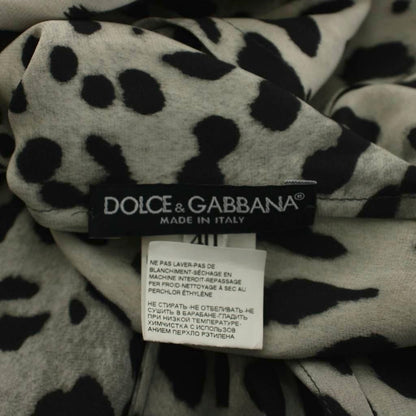 Dolce & Gabbana Shirt Blouse 40 Gray Black Long Sleeve Animal Pattern Bowtie — view 7